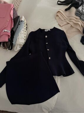Zara Navy Knit Two-Piece Set